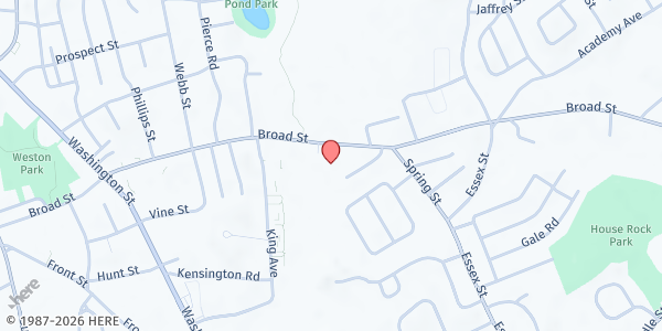 Map showing Weymouth Food Pantry/Crossroads Worship Church Mobile Market at 241 Broad Street, Weymouth, MA