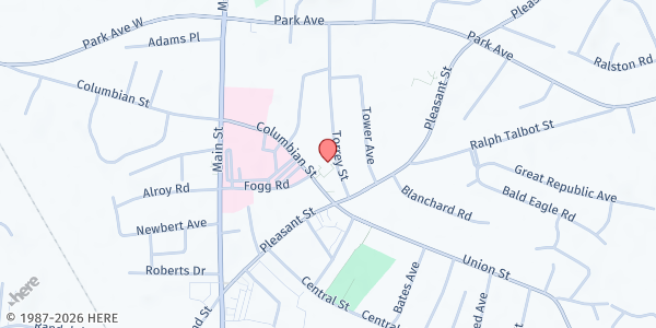 Map showing Weymouth Food Pantry at 25 Columbian St, Weymouth, MA