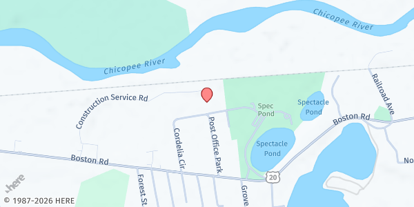 Map showing Wilbraham Brown Bag at 240 Springfield street, Wilbraham, MA