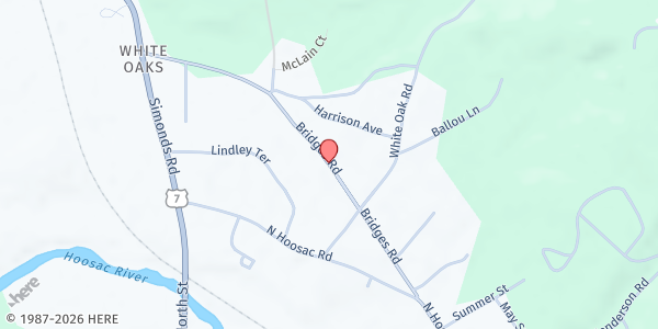 Map showing Community Bible Church Food Pantry at 160 Bridges Road, Williamstown, MA