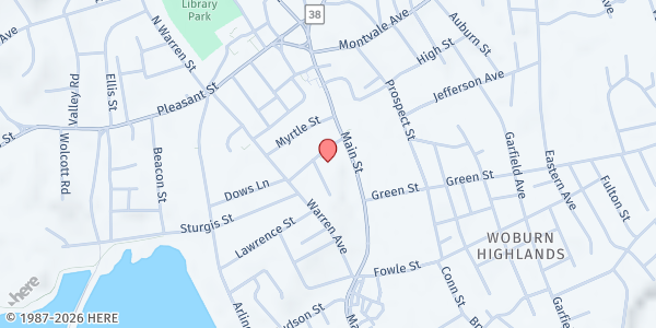 Map showing SVDP St. Charles Woburn at 8 Summer Street, Woburn, MA