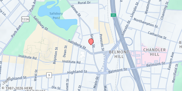 Map showing Veteran's Inc Holiday Harvest - Grove Street at 69 Grove Street, Worcester, MA