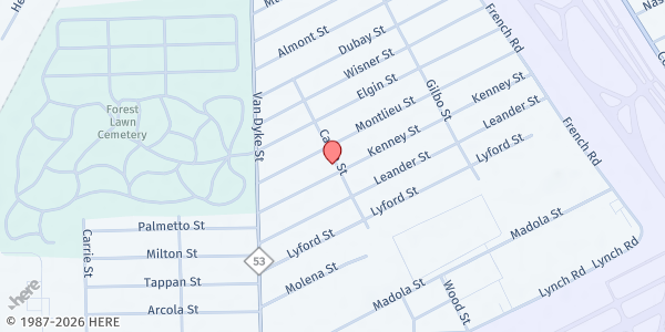 Map showing Exodus Missionary - Airport Sub at 8173 Kenney Street, Airport Sub, MI