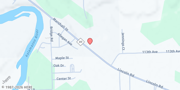 Map showing Allegan County Food Pantry at 1313 Lincoln Rd, Allegan, MI