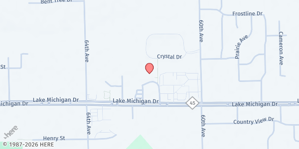 Map showing Allendale Township Library at 6175 Library Lane, Allendale, MI