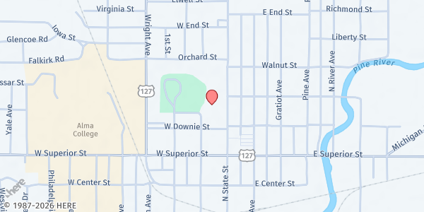Map showing Eightcap Inc - Alma at 525 N State St, Alma, MI