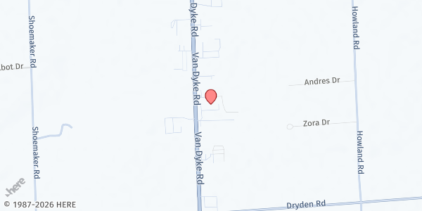 Map showing Manna Ministries at 3835 Van Dyke Rd., Almont, MI