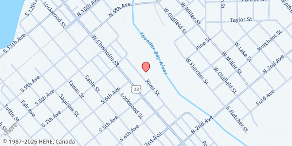 Map showing Alpena Area Senior Citizens Center at 501 River St., Alpena, MI