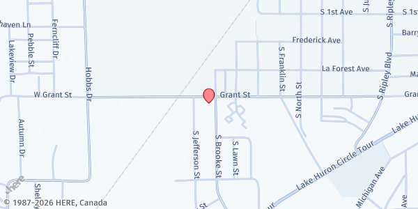Map showing Feeding Kids Ministry - Alpena at 500 S Brooke St, Alpena, MI