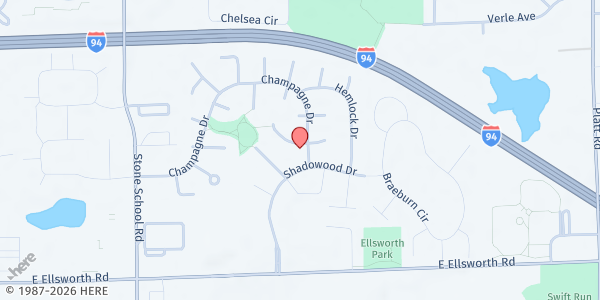 Map showing Bryant Community Center at 3 W Eden Ct, Ann Arbor, MI