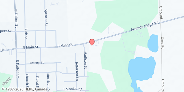 Map showing St. Mary Mystical Rose Catholic Church at 24040 Armada Ridge Road, Armada, MI