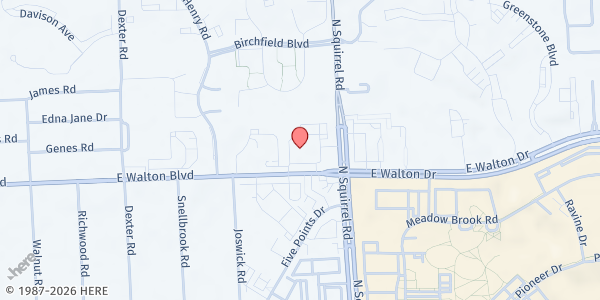 Map showing Five Points Community Church House of Jacob at 3411 Walton Boulevard, Auburn Hills, MI