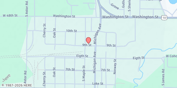 Map showing Bread of Life Food Pantry/Lake County Area CC at 740 Ninth St, Baldwin, MI