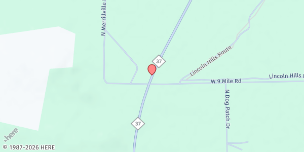 Map showing Grace Lutheran Church at 8636 S. M-37, Baldwin, MI