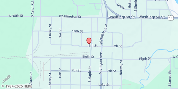 Map showing Lake County Meals - Baldwin Distribution at 690 9th Street, Baldwin, MI