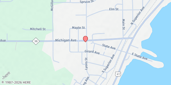 Map showing Saint Ann's Catholic Church Baraga at 203 Michigan Ave, Baraga, MI