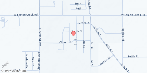 Map showing Baroda Bible Church at 9058 Third Street, Baroda, MI