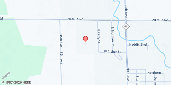 Map showing Fork Township Community Center at 3265 20 Mile Road, Barryton, MI