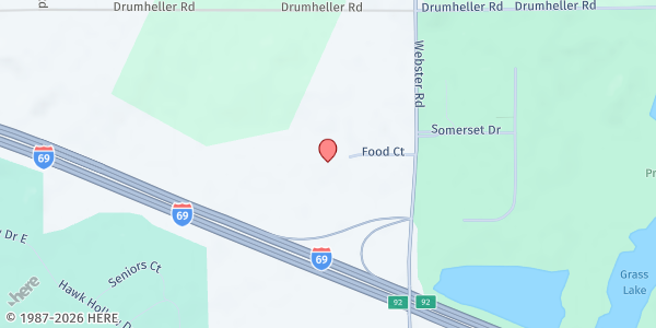 Map showing Greater Lansing Food Bank - Bath Township at 5600 Food Ct, Bath Twp, MI