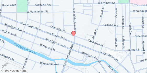 Map showing Neighborhoods Inc. of Battle Creek at 47 N Washington Ave, Battle Creek, MI