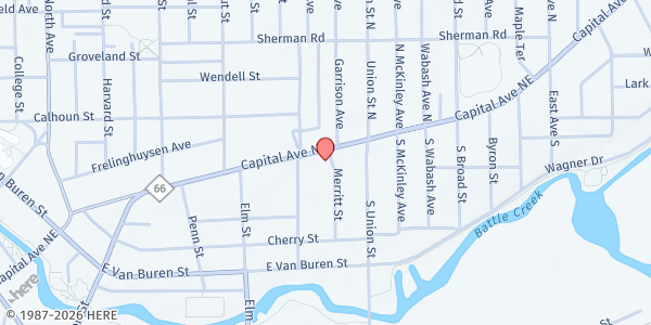 Map showing North East Neighborhood Food at 342 Capital Ave NE, Battle Creek, MI