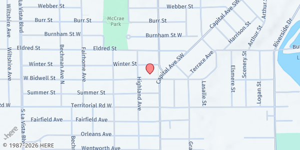 Map showing Trinity Neighborhood Center at 10 W Bidwell St, Battle Creek, MI