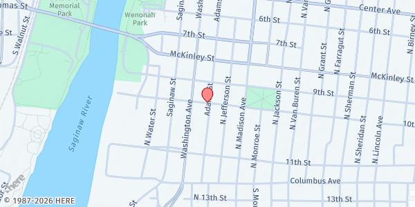 Map showing Bay City Corps at 401 10th St, Bay City, MI