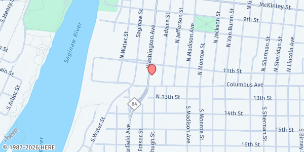 Map showing Mid Michigan Community Action - Bay City at 114 S Washington Ave, Bay City, MI