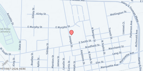 Map showing Safe Harbor Community Center at 706 Joseph St, Bay City, MI