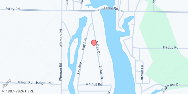 Map showing Living Hope Assembly of God at 4138 S Oak Dr, Beaverton, MI