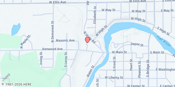 Map showing Ionia County Commission on Aging- Belding at 41 Belhaven Street, Belding, MI