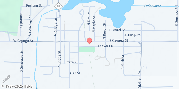 Map showing Bellaire Commission on Aging at 308 E Cayuga St, Bellaire, MI