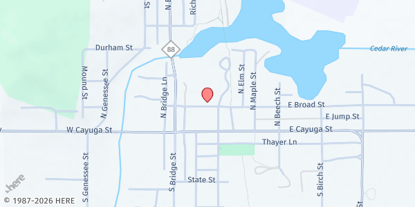 Map showing Bellaire Community Food Pantry at 205 Broad Street, Bellaire, MI