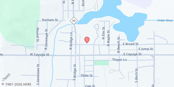 Map showing Bellaire Community Food Pntry at 205 E Broad Street, Bellaire, MI