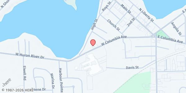 Map showing Church of God Mt. Assembly at 494 West Columbia Avenue, Belleville, MI