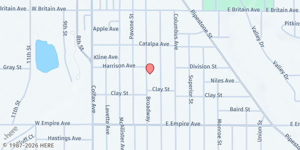 Map showing African American History & Literature Gallery Pantry at 725 Broadway, Benton Harbor, MI