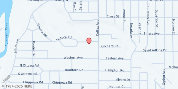 Map showing Fairplain Seventh Day Adventist Church at 140 Seneca Road, Benton Harbor, MI