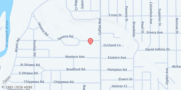 Map showing Fairplain Seventh Day Adventist Church - Food Pantry at 140 Seneca Rd, Benton Harbor, MI