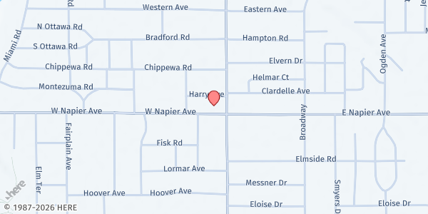 Map showing Helping Hands Foundation at 133 Napier, Benton Harbor, MI