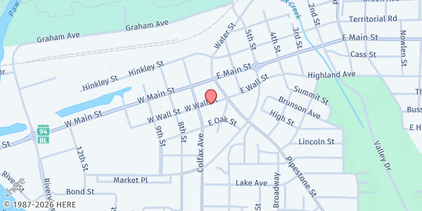 Map showing Our House of the way at 74 W Wall St, Benton Harbor, MI