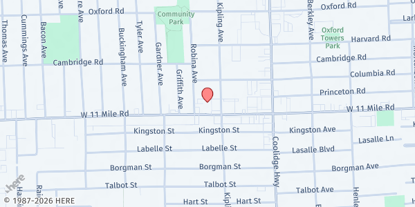 Map showing Yad Ezra at 2850 West Eleven Mile Road, Berkley, MI