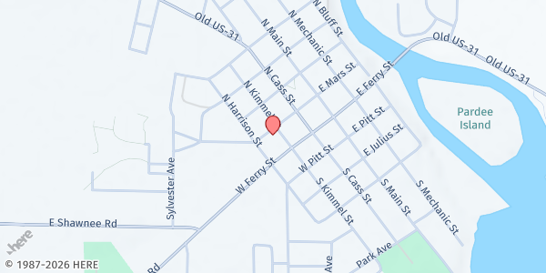 Map showing Bread of Heaven Food Pantry (Berrien Springs Methodist Church) at 310 West Mars Street, Berrien Springs, MI