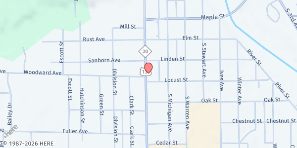 Map showing Manna Pantry of Big Rapids at 315 South State Street, Big Rapids, MI