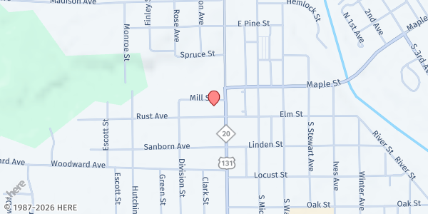 Map showing Project Starburst at 120 S. State Street, Big Rapids, MI