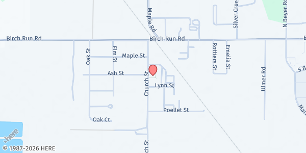 Map showing Ss Francis and Clare Parish Birch Run at 12157 Church St, Birch Run, MI