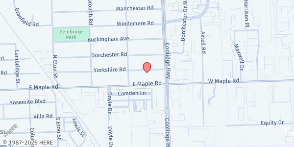 Map showing The DRE Project at 2756 Yorkshire Road, Birmingham, MI