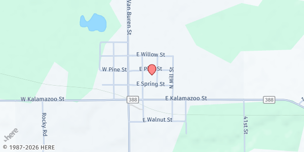 Map showing Senior Services of Van Buren County - Bloomingdale at 208 E. Pine St., Bloomingdale, MI