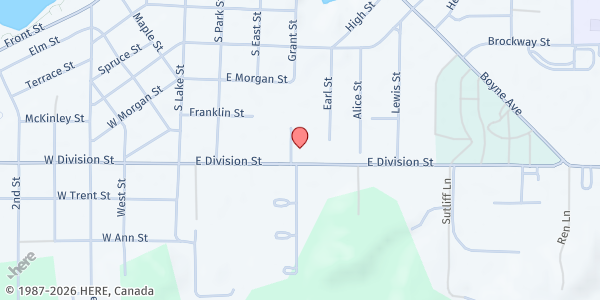 Map showing Boyne Area Senior Center at 411 E Division St, Boyne City, MI