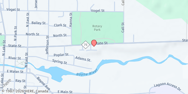 Map showing Good Neighbors Food Pantry at 624 State Street, Boyne City, MI