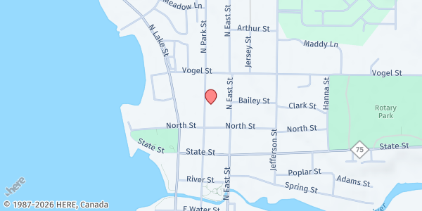 Map showing Seventh Day Adventist Food Pantry at 326 North Park, Boyne City, MI